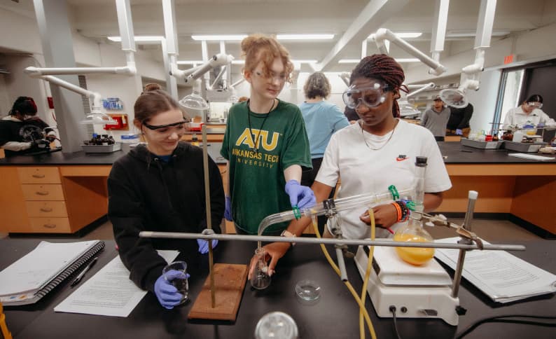 Students collaborating in the lab